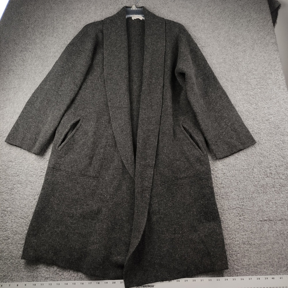 Madewell Merino Wool Cardigan Sz Medium Longline Shawl Collar Charcoal Gray EUC